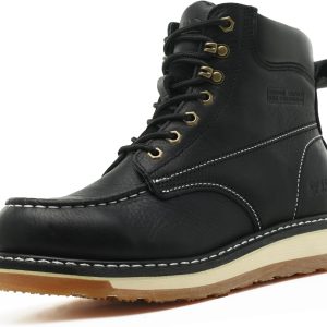 Men Work Boots Full Grain Leather Slip Resistant Wedge-0