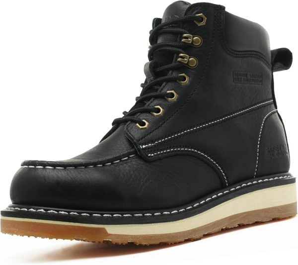 Men Work Boots Full Grain Leather Slip Resistant Wedge-0