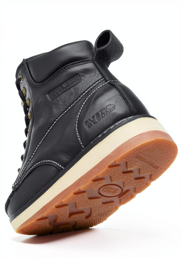 Men's Work Boots Leather Steel Toe Slip Resistant-4