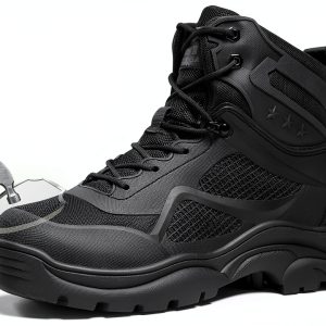 Men's Steel Toe Work Boots Black Kevlar Midsole-0