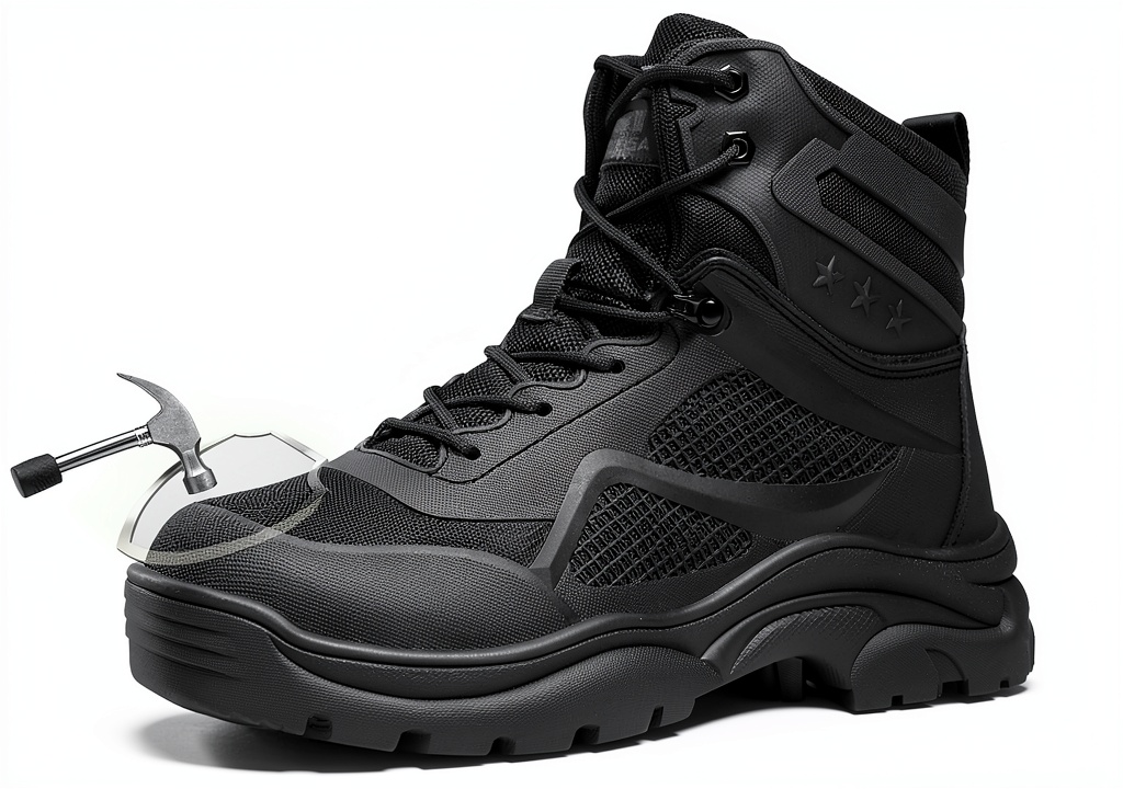 Men's steel toe work boots in black