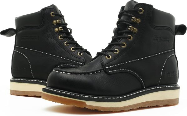 Men Work Boots Full Grain Leather Slip Resistant Wedge-5