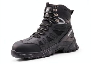 Men's Steel Toe Work Boots Black Breathable Microfiber-0