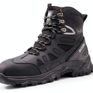 Men's Steel Toe Work Boots Black Breathable Microfiber-0