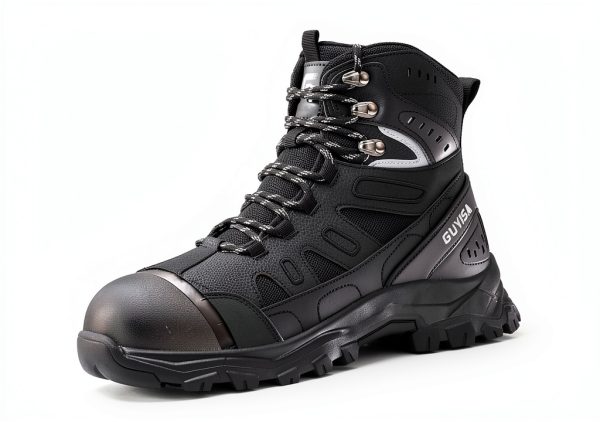 Men's Steel Toe Work Boots Black Breathable Microfiber-2