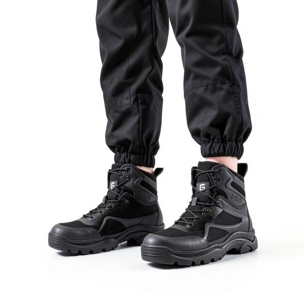 Men's Steel Toe Work Boots Black Kevlar Midsole-1
