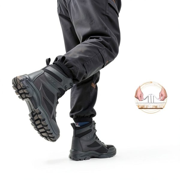 Men's Steel Toe Work Boots Black Kevlar Midsole-2