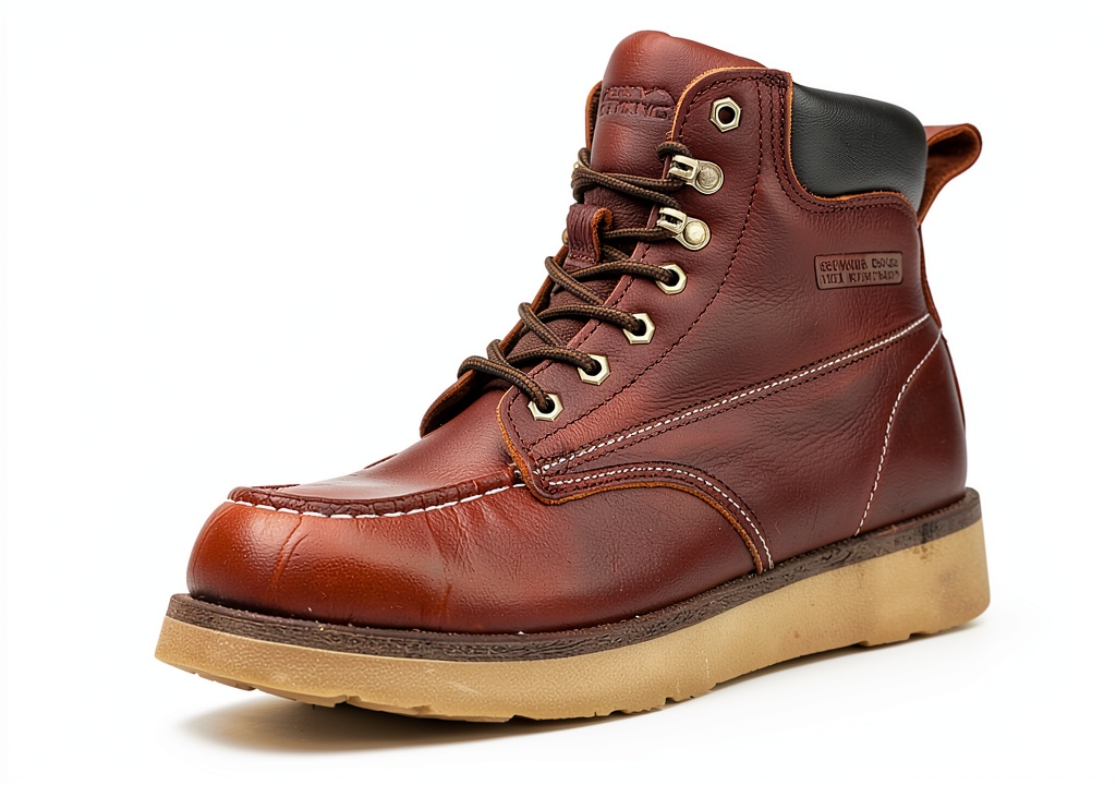 'Pavo Work Boots in black and brown colors on a work site'