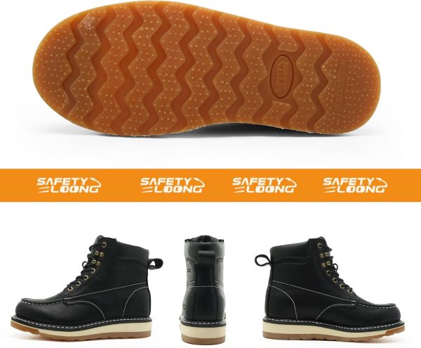 Men Work Boots Full Grain Leather Slip Resistant Wedge-2