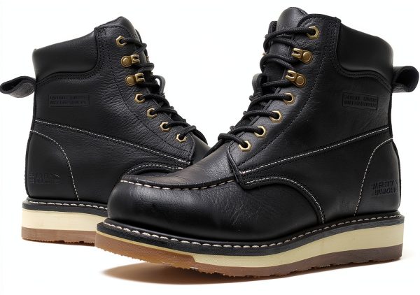 Men's Work Boots Leather Steel Toe Slip Resistant-5