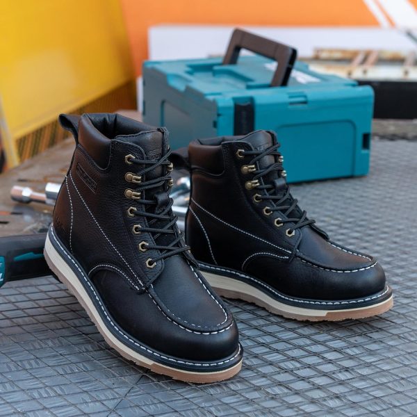 Men Work Boots Full Grain Leather Slip Resistant Wedge-1