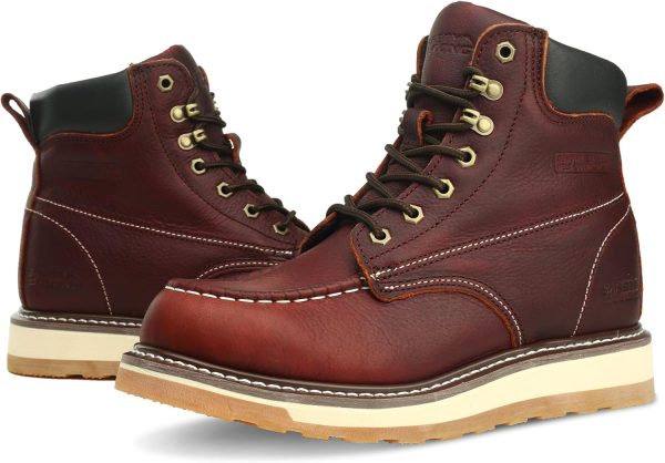 Men Work Boots Leather Soft Toe Comfort Industrial-4