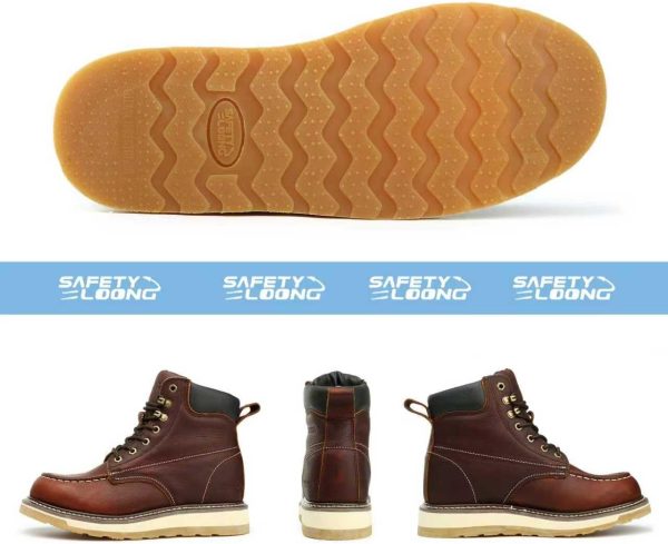 Pavo Work Boots Mens Waterproof Leather Steel Toe-4