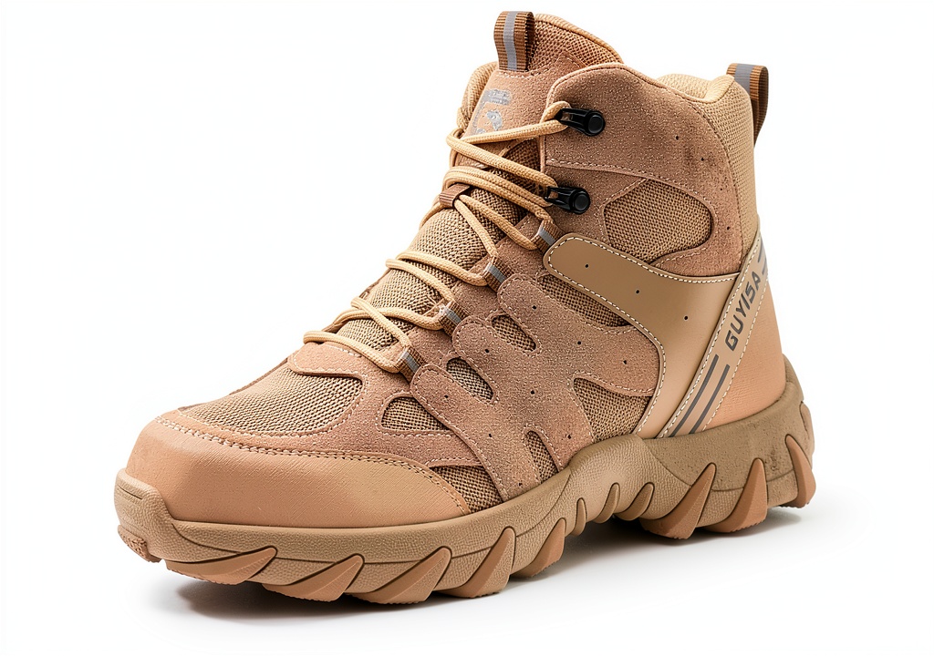 Men's steel toe work boots with steel toe cap and breathable mesh lining