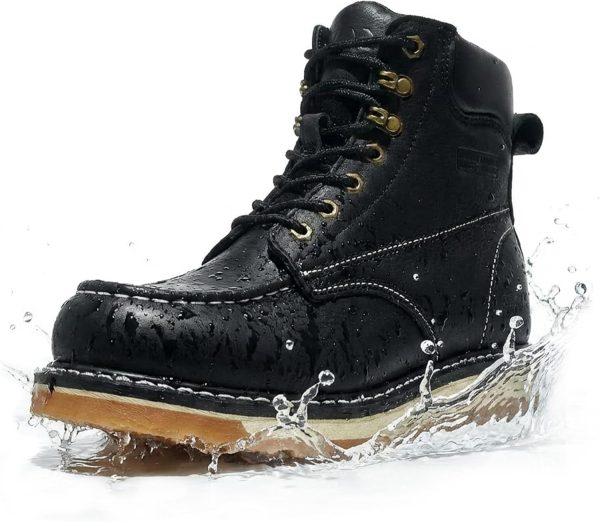 Men's Work Boots Waterproof Steel Toe Full Grain Leather-0