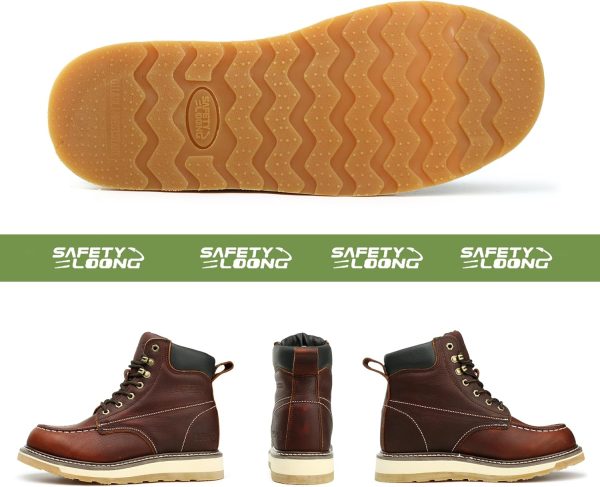 Steel Toe Work Boots Mens Safety Durable Leather-4