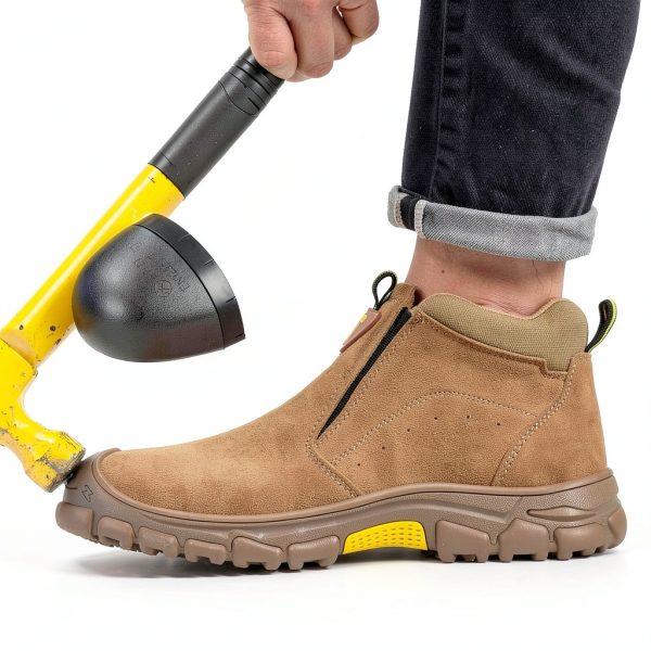 Steel Toe Work Shoes GLANOUDUN Suede Leather Men-2