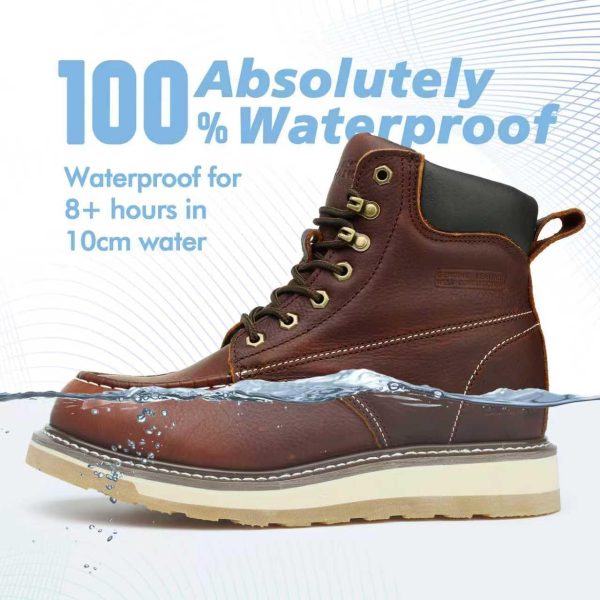 Pavo Work Boots Mens Waterproof Leather Steel Toe-2