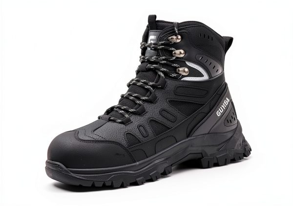 Men's Steel Toe Work Boots Black Breathable Microfiber-4