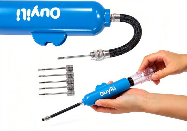 Sports Ball Pump Kit - Portable Air Pump Two-Way Dual Action Inflatable Perfect for Basketballs, Soccer Balls and More - Professional Hand Pump Kit with Needles and Flexible Hose-5