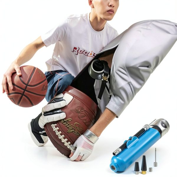 Sports Ball Pump Kit - Portable Air Pump Two-Way Dual Action Inflatable Perfect for Basketballs, Soccer Balls and More - Professional Hand Pump Kit with Needles and Flexible Hose-1